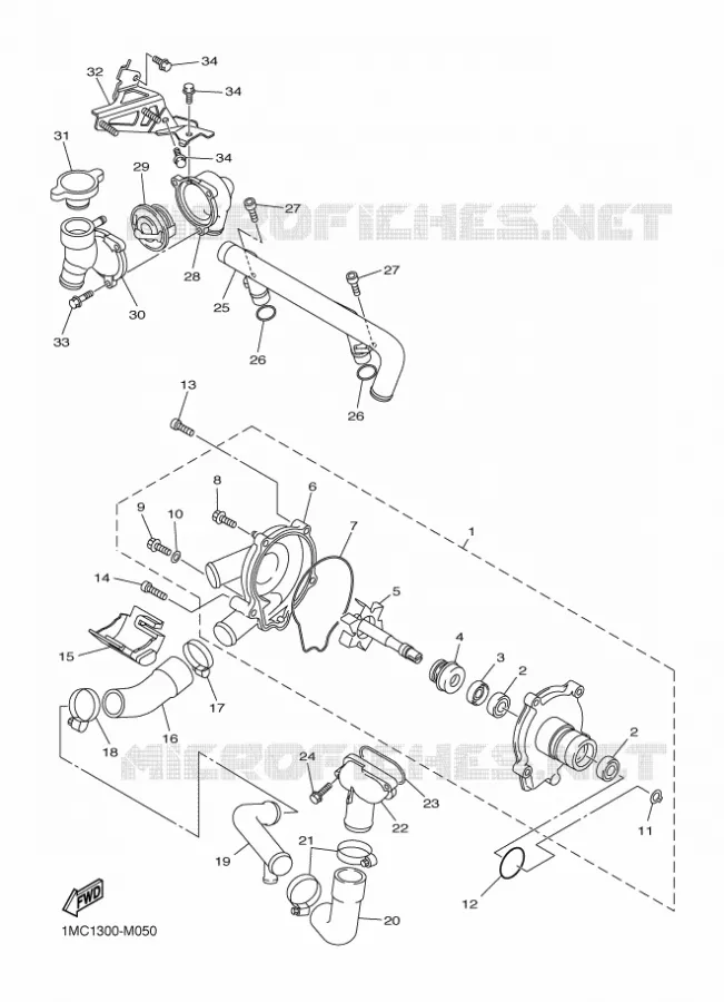 POMPE A EAU / DURITES Yamaha MOTO 1300 2018 FJR AS  FJR1300-AS