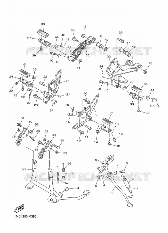 SUPPORT / REPOSE PIEDS Yamaha MOTO 1300 2018 FJR AE  FJR1300-AE