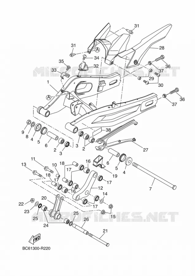 BRAS OSCILLANT  Yamaha MOTO 700 2018 TRACER  MTT690-A