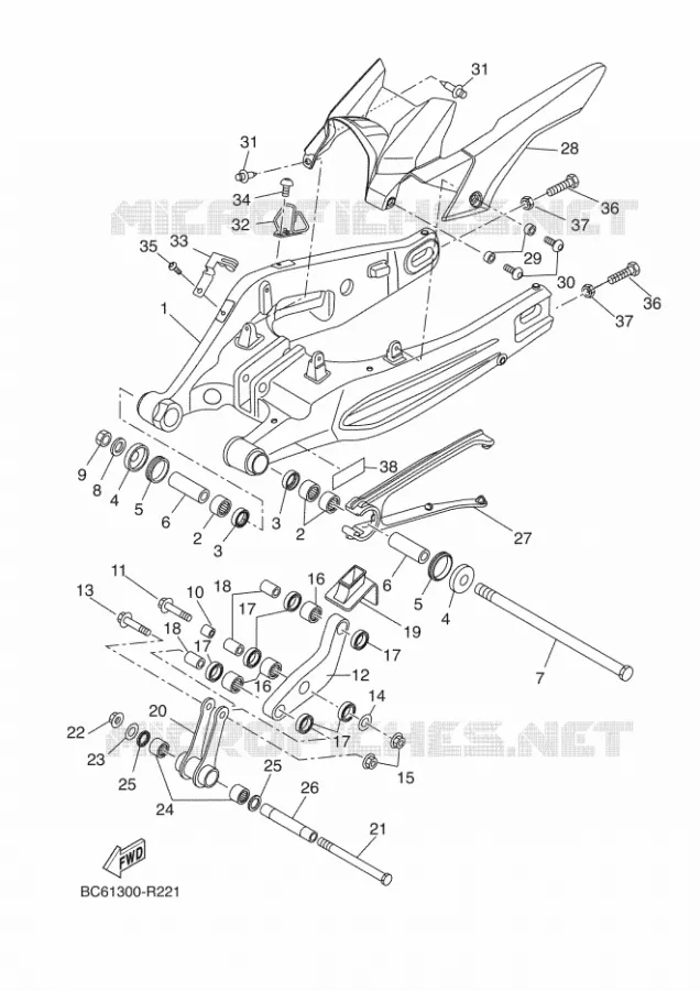 BRAS OSCILLANT  Yamaha MOTO 700 2018 TRACER 35KW  MTT690-U