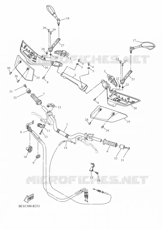GUIDON ET CABLES Yamaha MOTO 700 2018 TRACER 35KW  MTT690-U