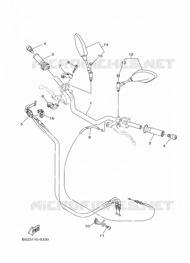 GUIDON ET CABLES Yamaha MOTO 900 2018 MT  MTN850-A