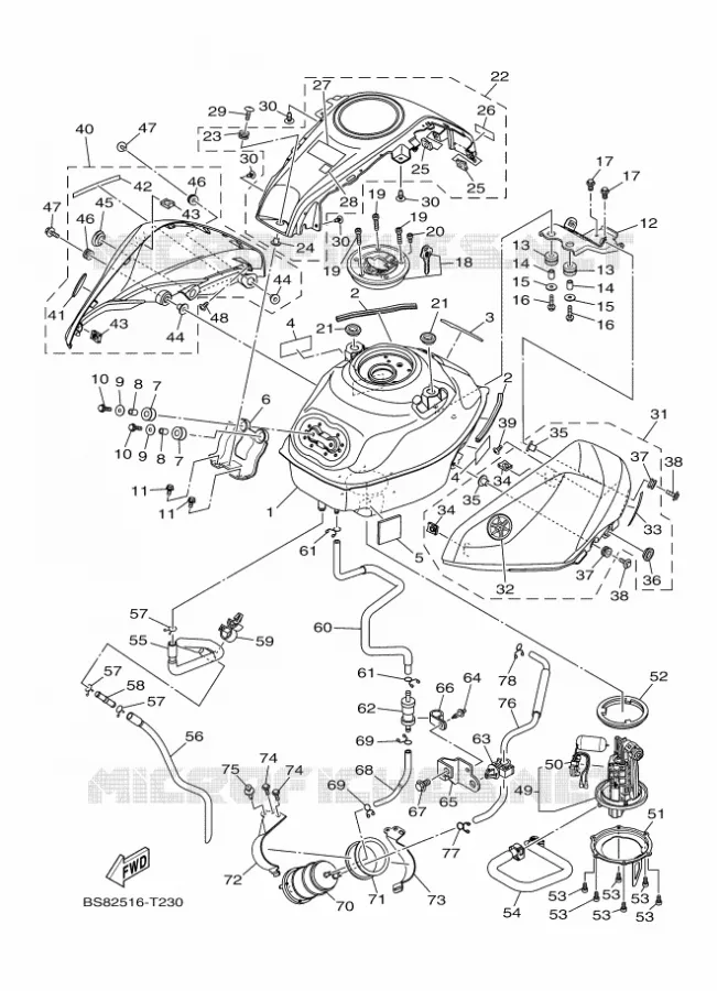 RESERVOIR A ESSENCE Yamaha MOTO 250 2018 R25  YZF-R25A