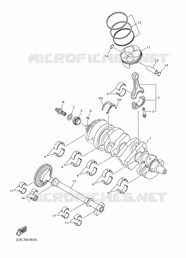 VILEBREQUIN / PISTON Yamaha MOTO 1000 2018 R1  YZF-R1