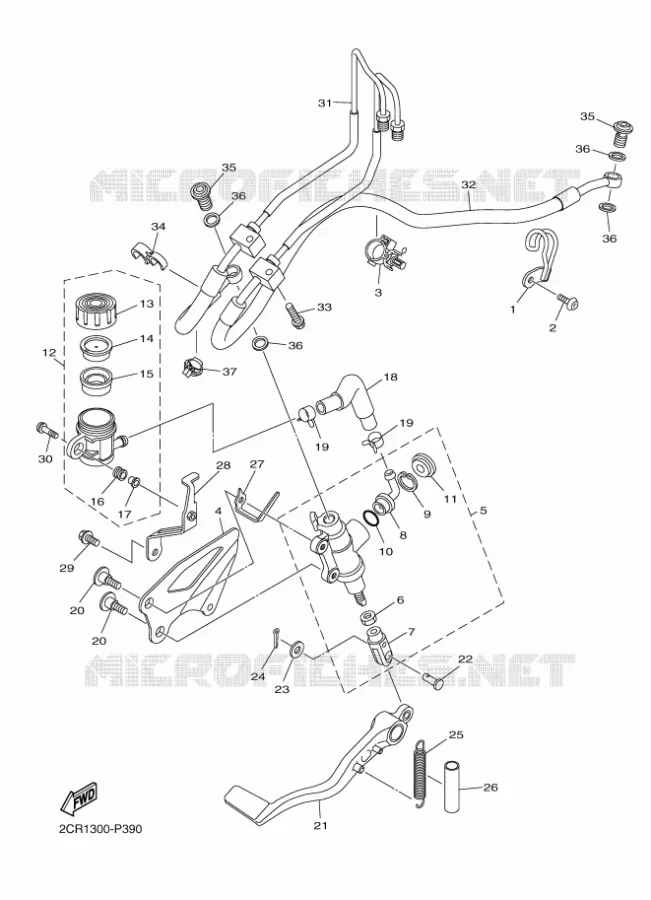 MAITRE CYLINDRE DE FREIN ARRIERE Yamaha MOTO 1000 2018 R1  YZF-R1