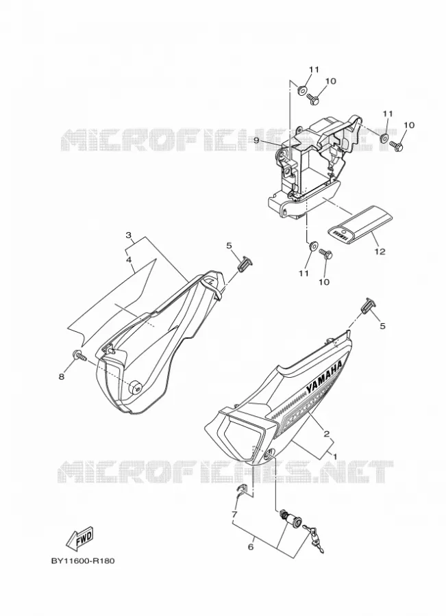COUVERCLE LATERAL Yamaha MOTO 110 2018 CRUX  YD110-1