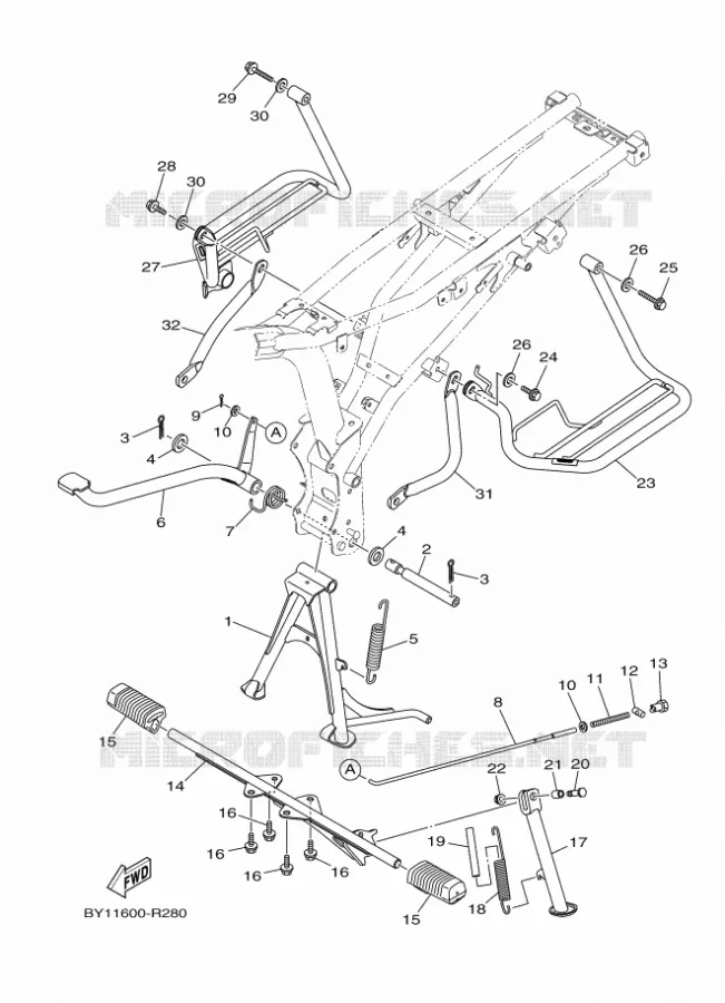 BEQUILLE / REPOSE PIEDS Yamaha MOTO 110 2018 CRUX  YD110D-4