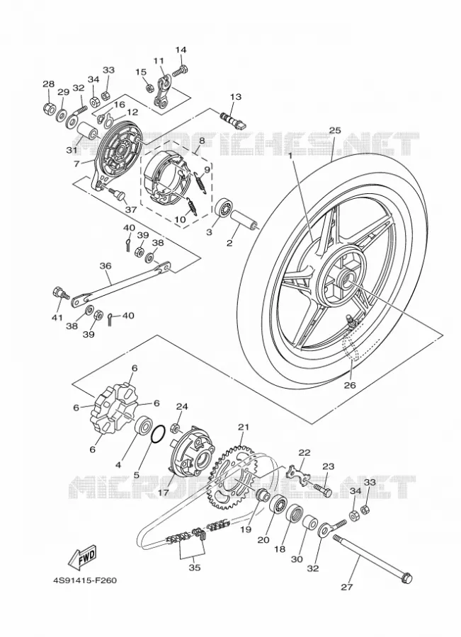 ROUE ARRIERE Yamaha SCOOTER 110 2018 CRYPTON  T110C