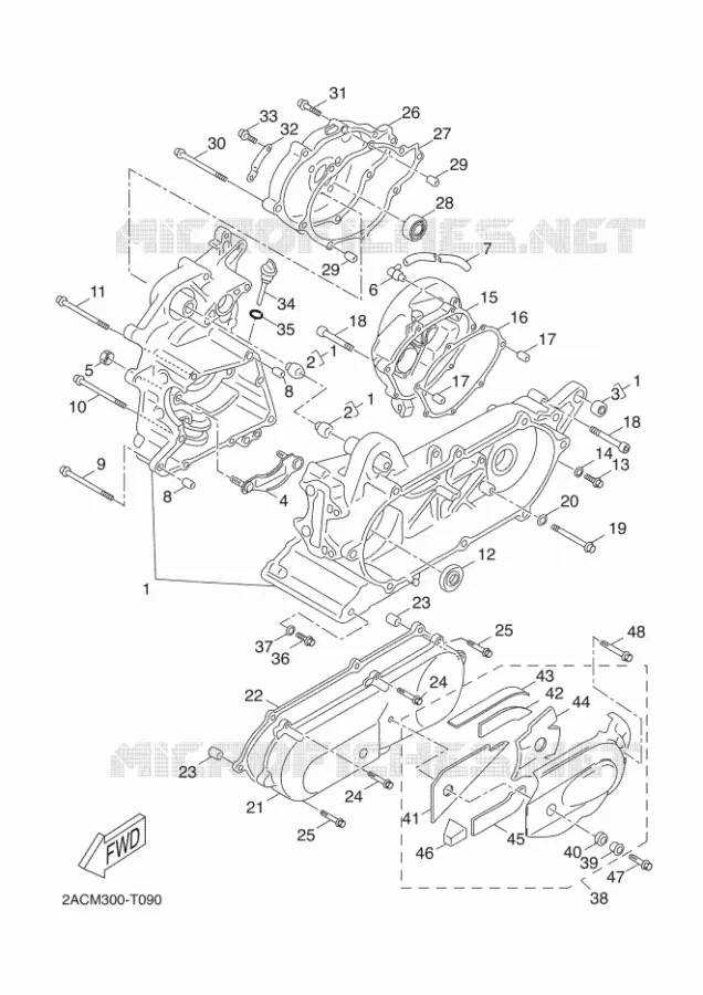 CARTER MOTEUR Yamaha SCOOTER 50 2018 NEOS 4 UBS  YN50FU