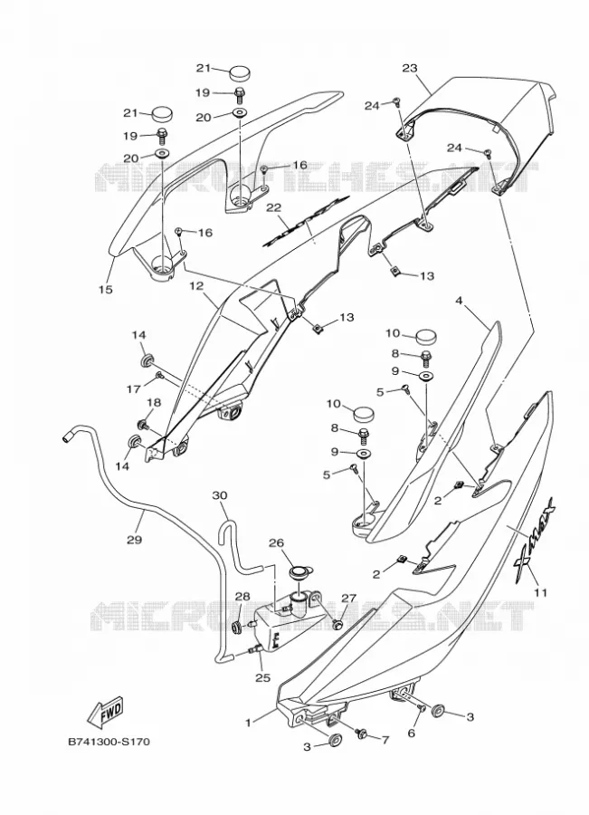 COUVERCLE LATERAL Yamaha SCOOTER 250 2018 XMAX  CZD250-A