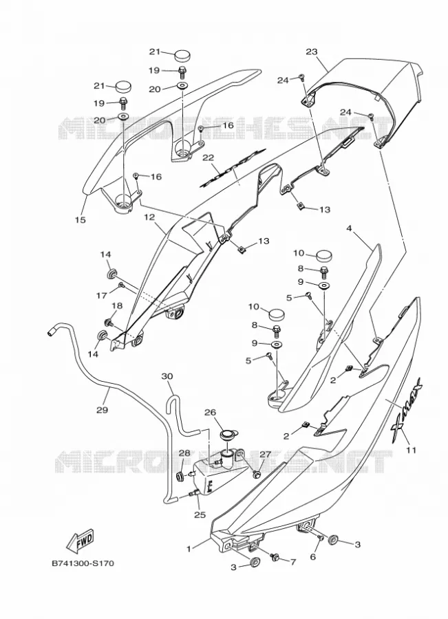 COUVERCLE LATERAL Yamaha SCOOTER 250 2018 XMAX  CZD250-A