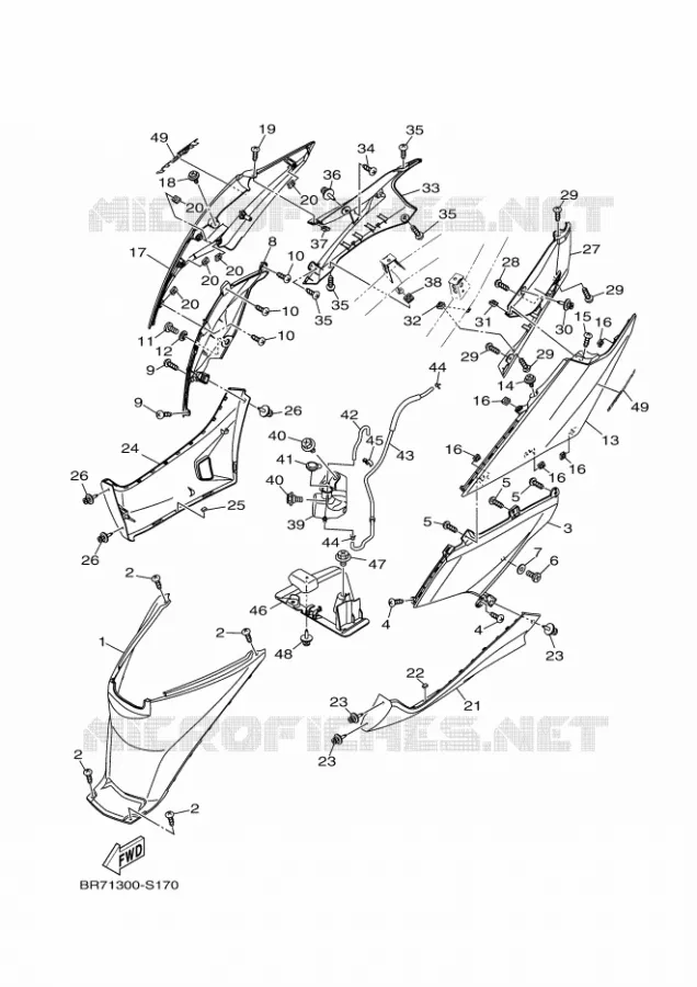 COUVERCLE LATERAL Yamaha SCOOTER 125 2018 TRICITY ABS  MWS125-A