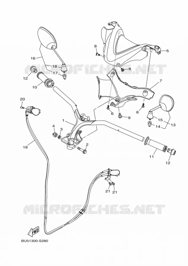 GUIDON ET CABLES Yamaha SCOOTER 125 2018 MBK TRYPTIK  MWS125-A