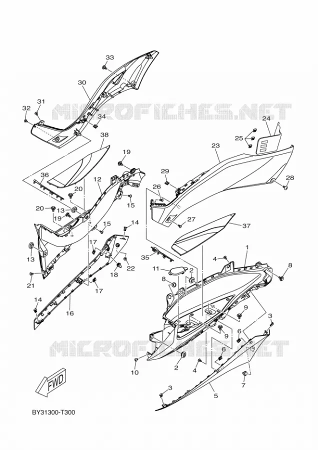 BEQUILLE / REPOSE PIEDS 2 Yamaha SCOOTER 300 2018 XMAX  CZD300-A