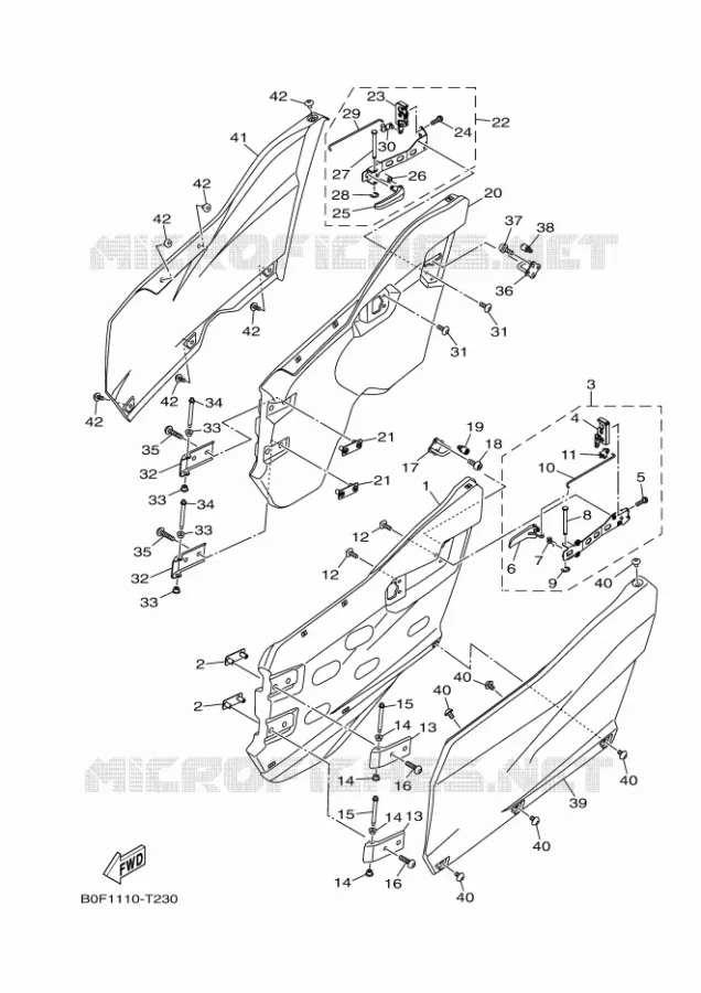SIDE COVER 3 Yamaha SIDE BY SIDE 1000 2018 YXZ  YXZ10YEXJ