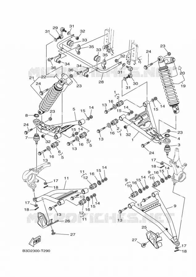 SUSPENSION / ROUE AVANT Yamaha SIDE BY SIDE 700 2018 WOLVERINE  YXE700E