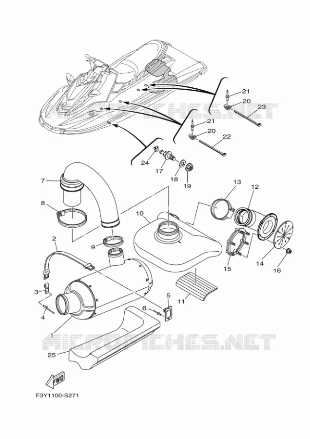 ECHAPPEMENT 3 Yamaha WAVERUNNER 1050 2017 EX  EX1050B-S
