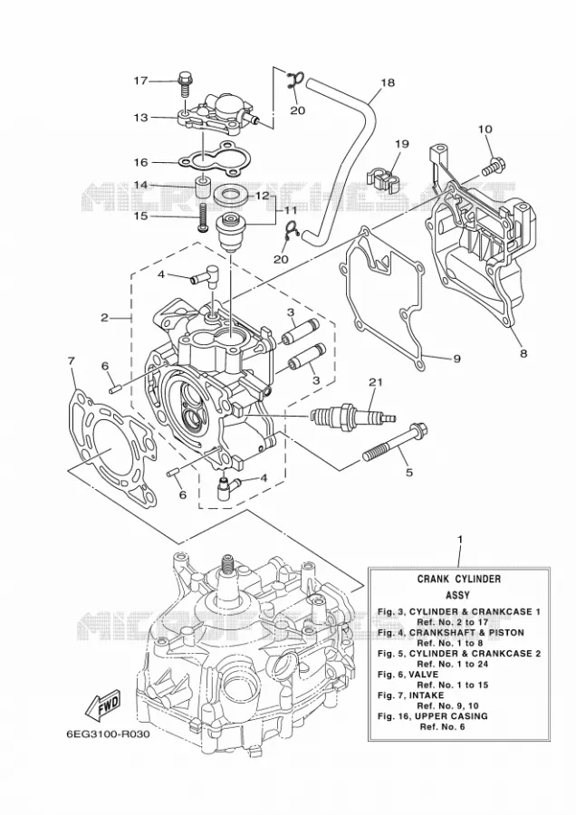 CYLINDRE / CARTER MOTEUR 1 Yamaha OUTBOARD ENGINES 2.5hp (1.8kW) 2017 F2.5  F2.5BMHL