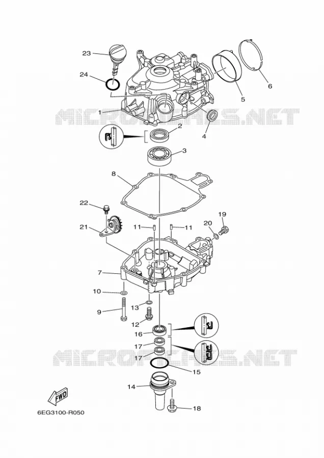 CYLINDRE / CARTER MOTEUR 2 Yamaha OUTBOARD ENGINES 2.5hp (1.8kW) 2017 F2.5  F2.5BMHL