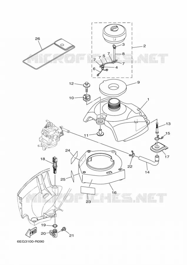 RESERVOIR A ESSENCE Yamaha OUTBOARD ENGINES 2.5hp (1.8kW) 2017 F2.5  F2.5BMHL