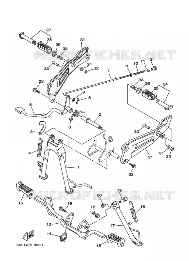 SUPPORT / REPOSE PIEDS Yamaha MOTO 125 2008 YBR  YBR125E