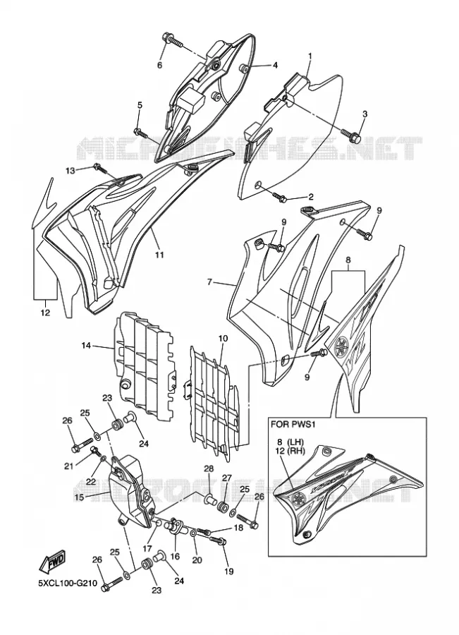 CACHE LATERAL - RESERVOIR D'HUILE Yamaha MOTO 250 2008 YZF  YZ250F