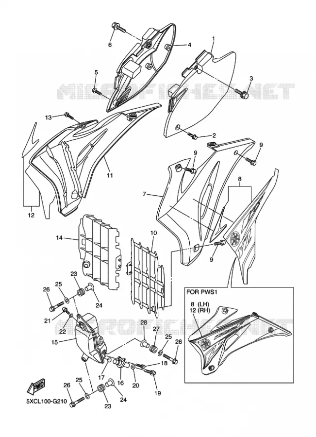 CACHE LATERAL - RESERVOIR D'HUILE Yamaha MOTO 250 2008 YZF  YZ250F