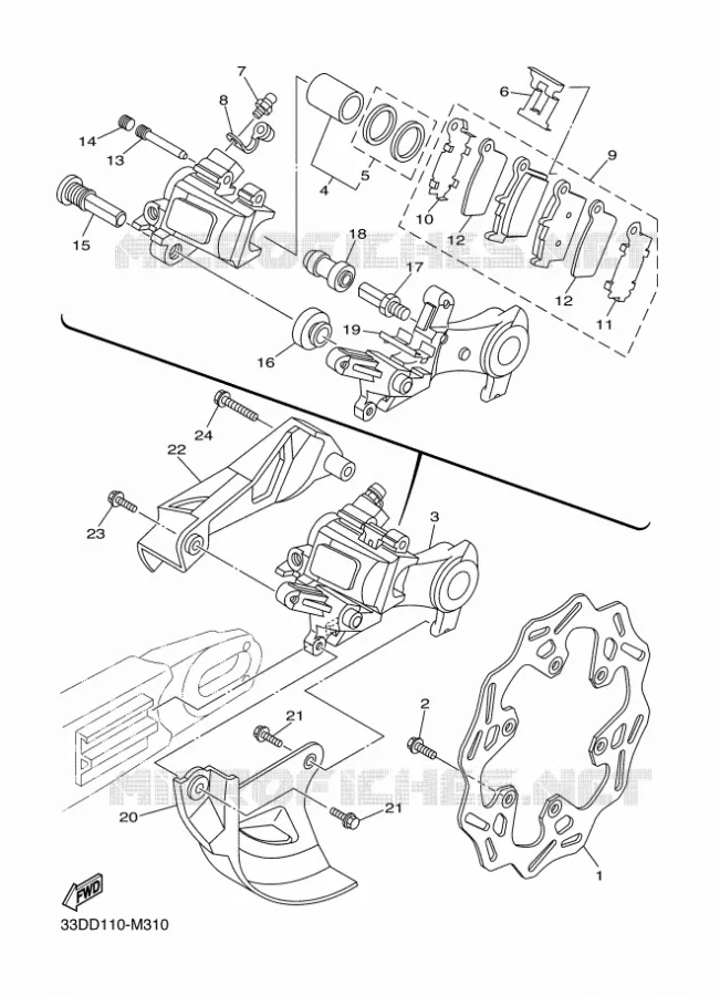 ETRIER DE FREIN ARRIERE Yamaha MOTO 250 2016 YZF  YZ250FX
