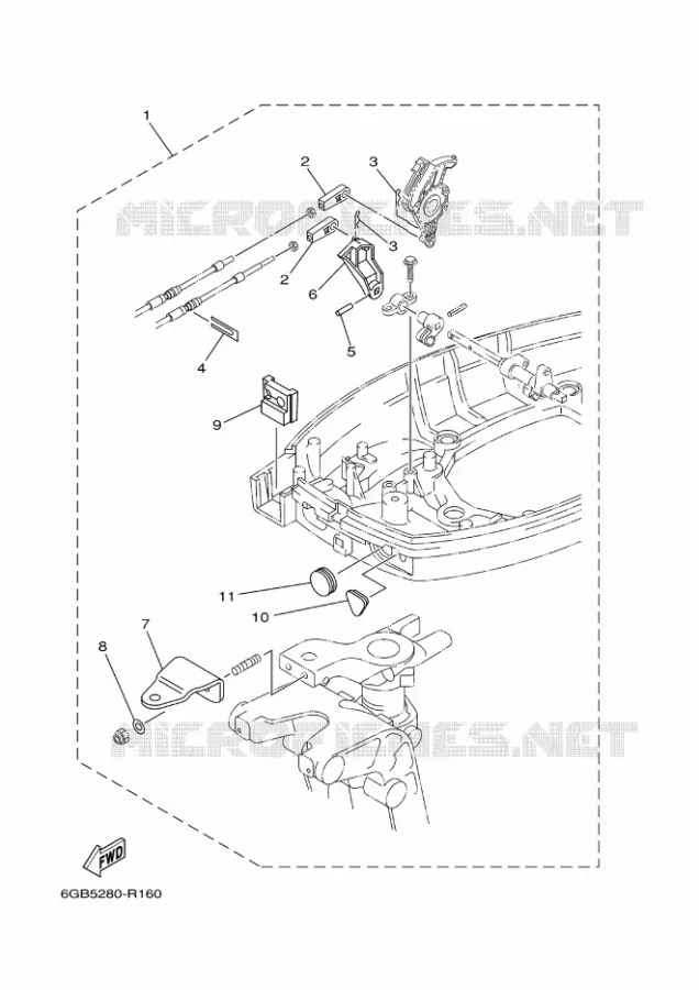 FIXATION BOITIER DE COMMANDE A DISTANCE Yamaha OUTBOARD ENGINES 40hp (29.4kW) 2017 40X  40XMHL