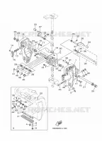 SUPPORT 1 pour Yamaha E60H Enduro, Manual Starter, Tiller Handle, Hydro Trim & Tilt, Pre-Mixing, Shaft 20