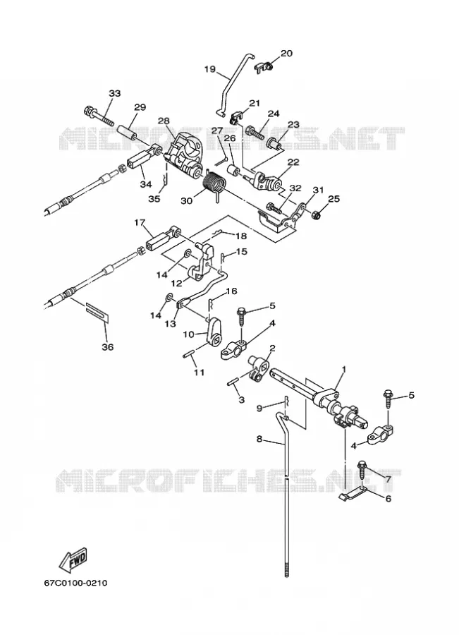COMMANDE D'ACCELERATEUR Yamaha OUTBOARD ENGINES 40hp (29.4kW) 2008 F40  F40B, F40 '08(ET)