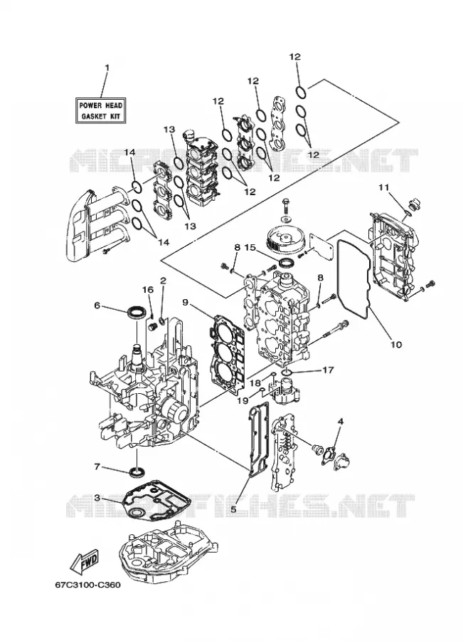 KIT DE REPARATION 1 Yamaha OUTBOARD ENGINES 40hp (29.4kW) 2008 F40  F40B, F40 '08(MHD)