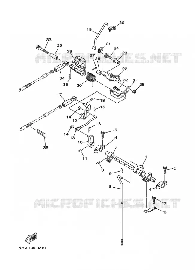 COMMANDE D'ACCELERATEUR Yamaha OUTBOARD ENGINES 40hp (29.4kW) 2008 F40  F40B, F40 '08(MHD)