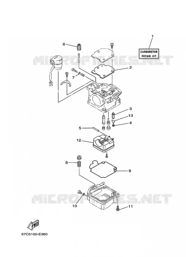 KIT DE REPARATION 2 Yamaha OUTBOARD ENGINES 40hp (29.4kW) 2008 F40  F40B, F40 '08(MHD)