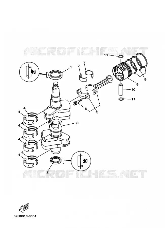 VILEBREQUIN / PISTON Yamaha OUTBOARD ENGINES 40hp (29.4kW) 2008 F40  F40B, F40 '08(MHD)
