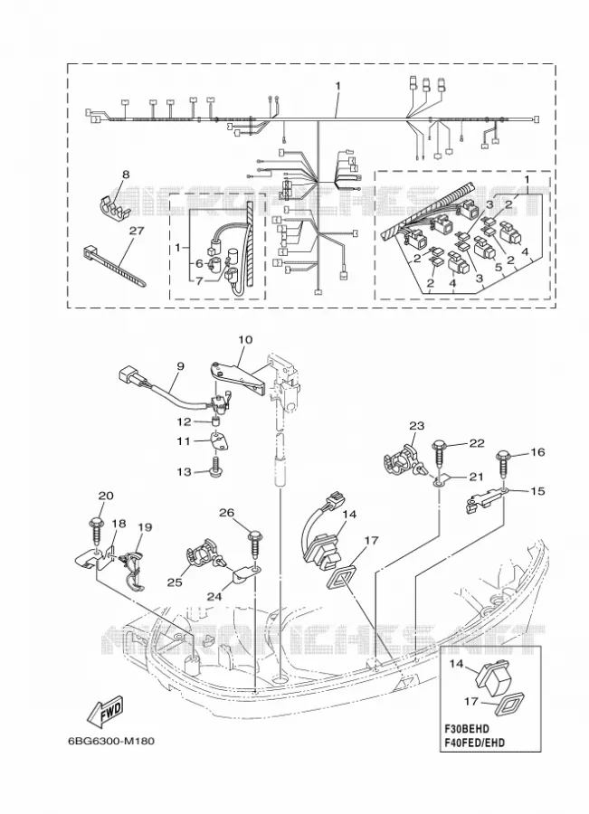 PIECES ELECTRIQUE 5 Yamaha OUTBOARD ENGINES 40hp (29.4kW) 2017 F40  F40FEDL