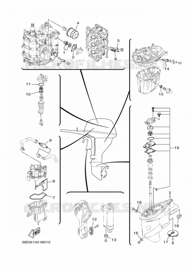 PIECES D'ENTRETIEN Yamaha OUTBOARD ENGINES 40hp (29.4kW) 2014 F40  F40FETS