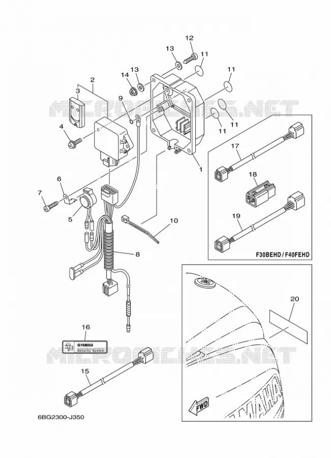 PIÈCES OPTIONNELLES Yamaha OUTBOARD ENGINES 40hp (29.4kW) 2011 F40  F40FETS