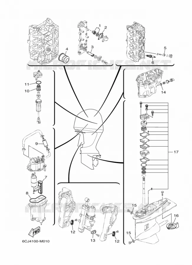 PIECES D'ENTRETIEN Yamaha OUTBOARD ENGINES 40hp (29.4kW) 2015 F40  F40GETL