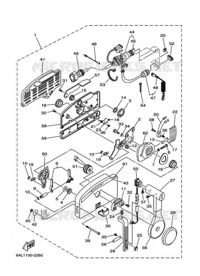 BOITIER DE COMMANDE A DISTANCE Yamaha OUTBOARD ENGINES 50hp (36.8kW) 2006 F50  F50TLR