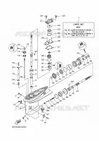 CARTER INFERIEUR ET TRANSMISSION 1 pour Yamaha F60F Elecric Starter, Tiller Handle, Power Trim & Tilt, Shaft 20