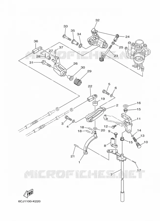 COMMANDE D'ACCELERATEUR Yamaha OUTBOARD ENGINES 70hp (51.5kW) 2014 F70  F70AETX