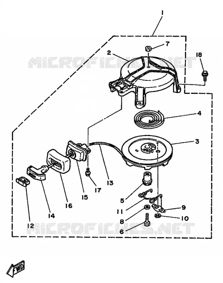 DEMARREUR KICK Yamaha OUTBOARD ENGINES 5hp (3.7kW) 1996 5  5CS