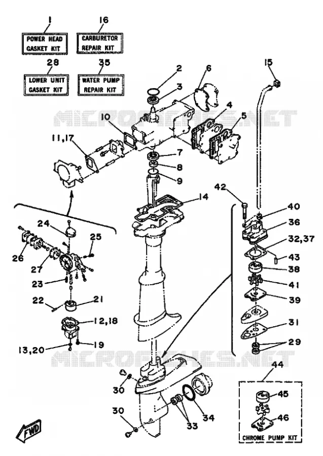 KIT DE REPARATION  Yamaha OUTBOARD ENGINES 5hp (3.7kW) 1996 5  5CS