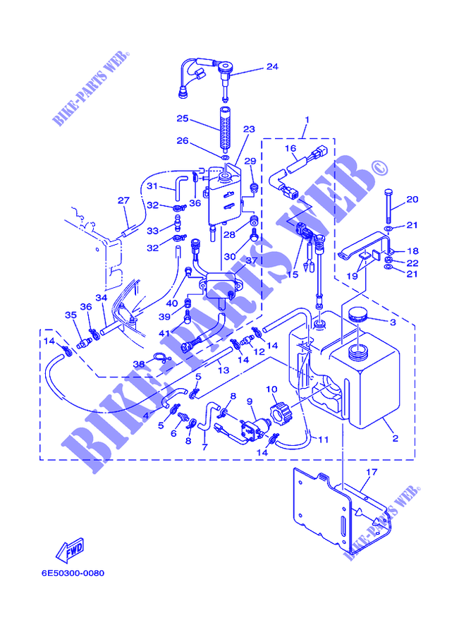RESERVOIR D'HUILE pour Yamaha 115B 2 Stroke, Electric Starter, Remote Control, Power Trim & Tilt de 2000