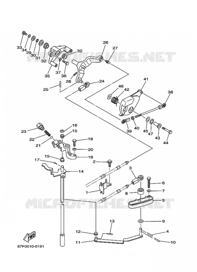 COMMANDE D'ACCELERATEUR Yamaha OUTBOARD ENGINES 100hp (73.6kW) 2003 F100  F100AETL