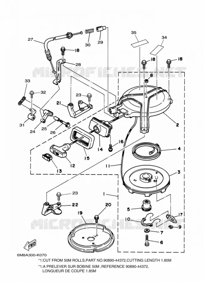 DEMARREUR KICK Yamaha OUTBOARD ENGINES 6hp (4.4kW) 2011 6  6CMHS