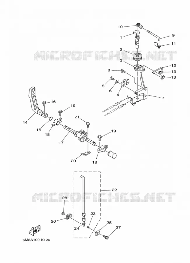 COMMANDE D'ACCELERATEUR Yamaha OUTBOARD ENGINES 6hp (4.4kW) 2011 6  6CMHL