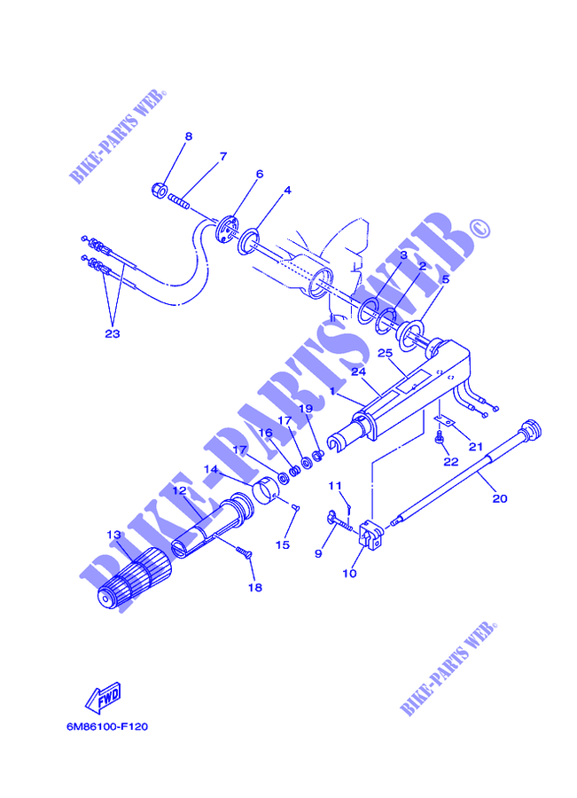 DIRECTION pour Yamaha 6C 2 Stroke, Manual Starter, Tiller Handle, Manual Tilt, Pre-Mixing de 2008