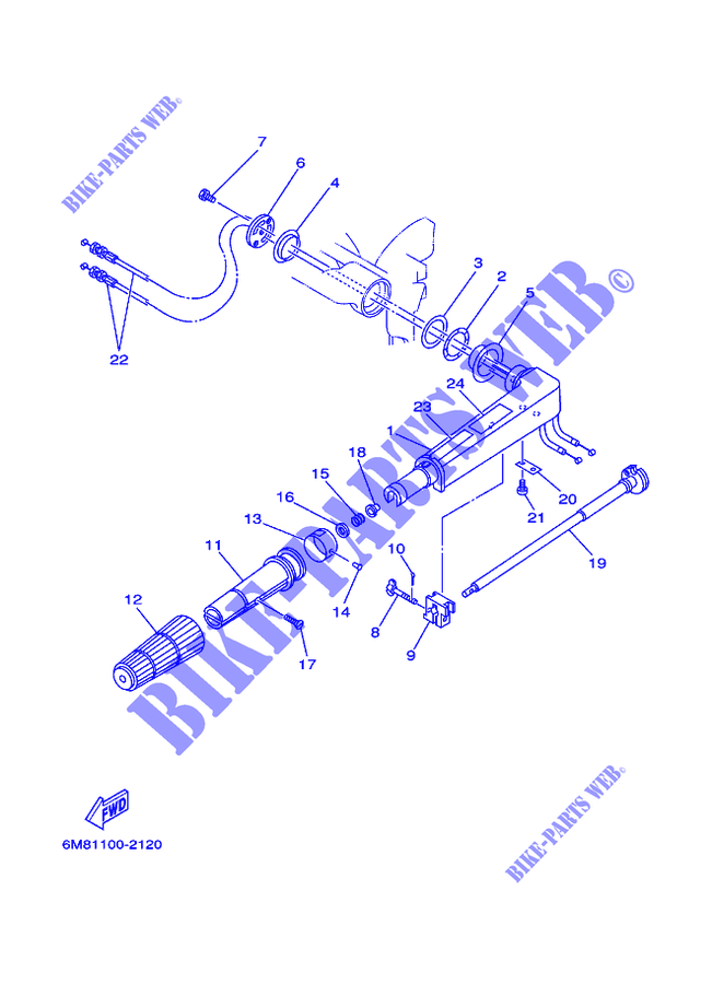 DIRECTION pour Yamaha 6C 2 Stroke, Manual Starter, Tiller Handle, Manual Tilt de 2002